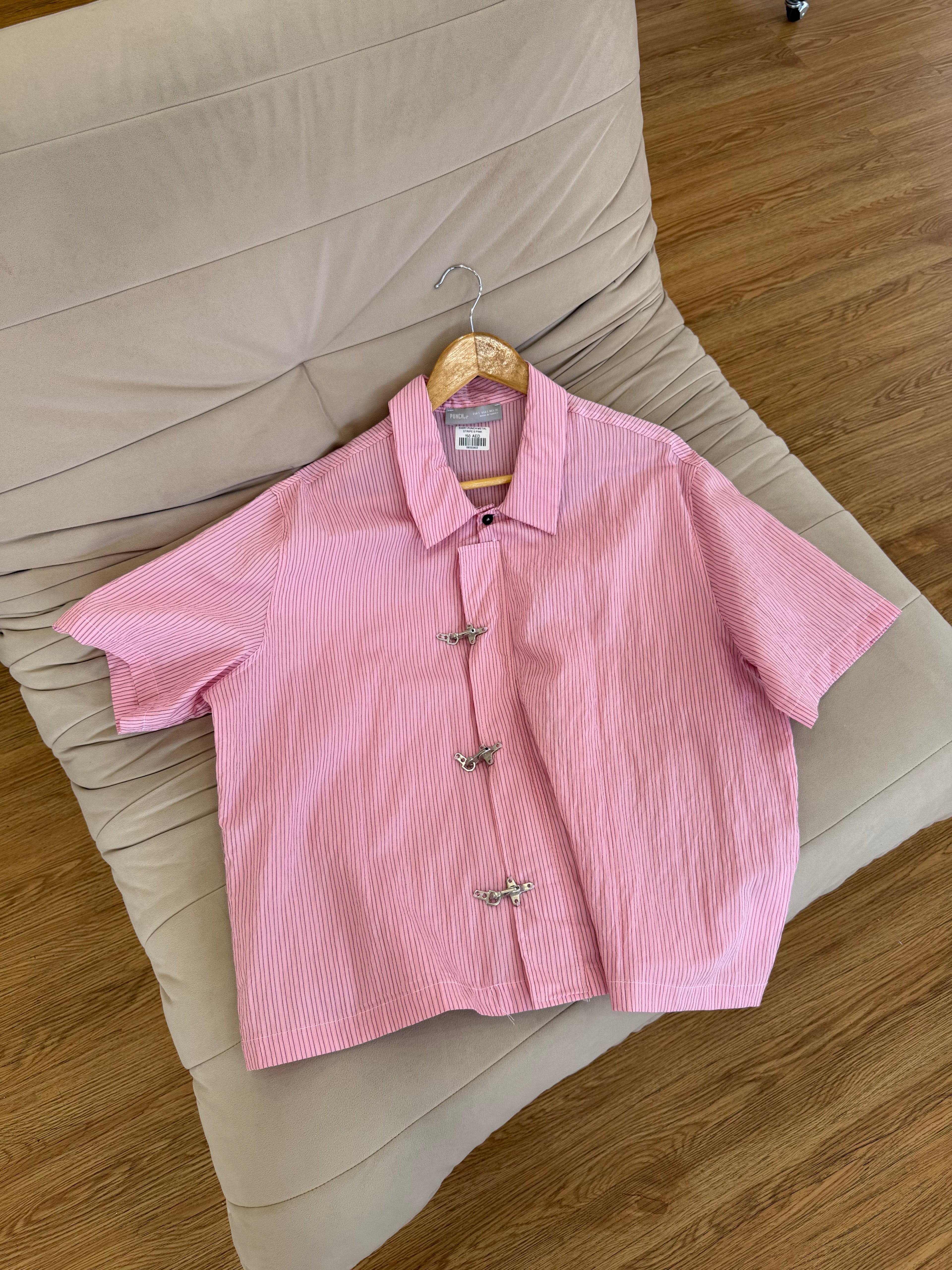 Black striped pink shirt