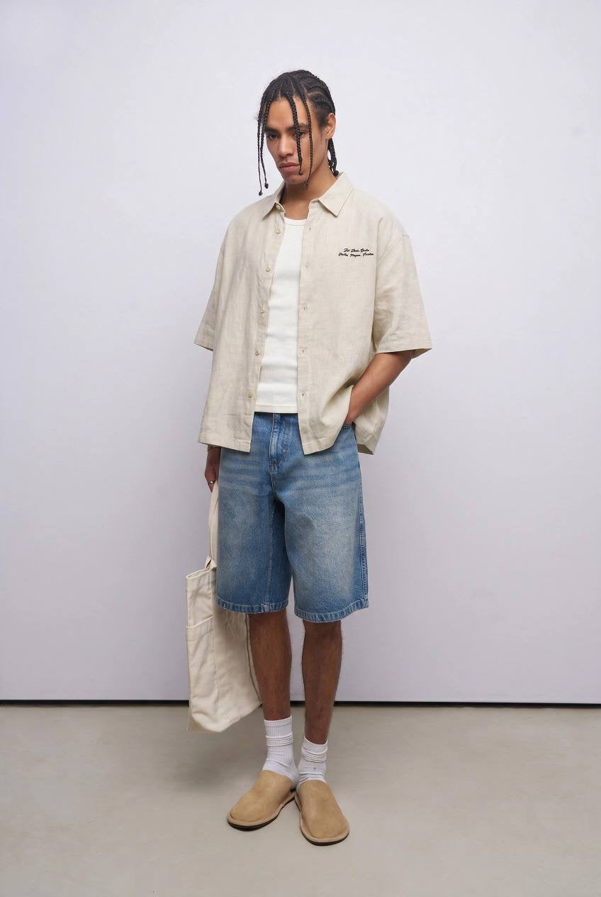 CROP LINEN SHIRT