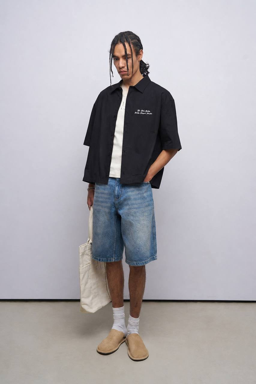 CROP LINEN SHIRT