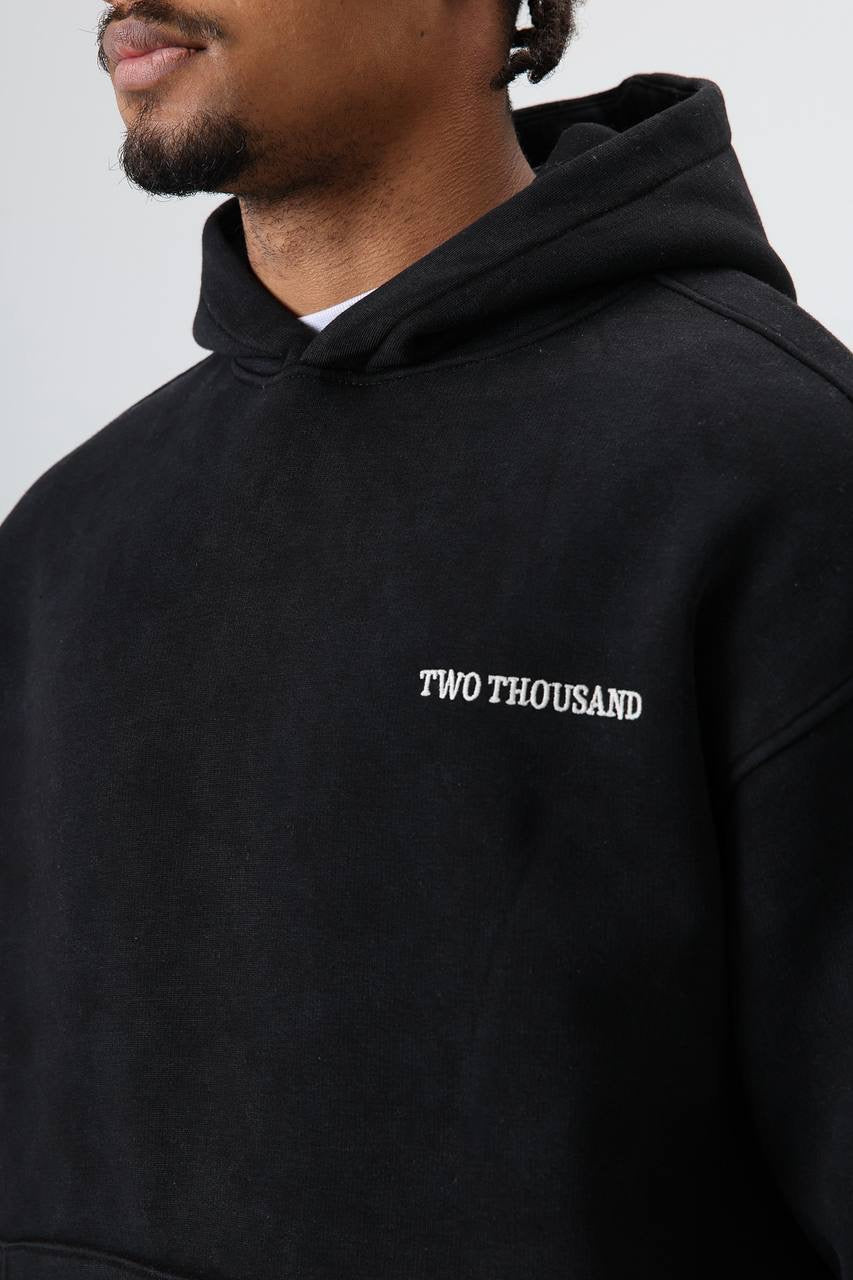 Written on the front and back hoodie