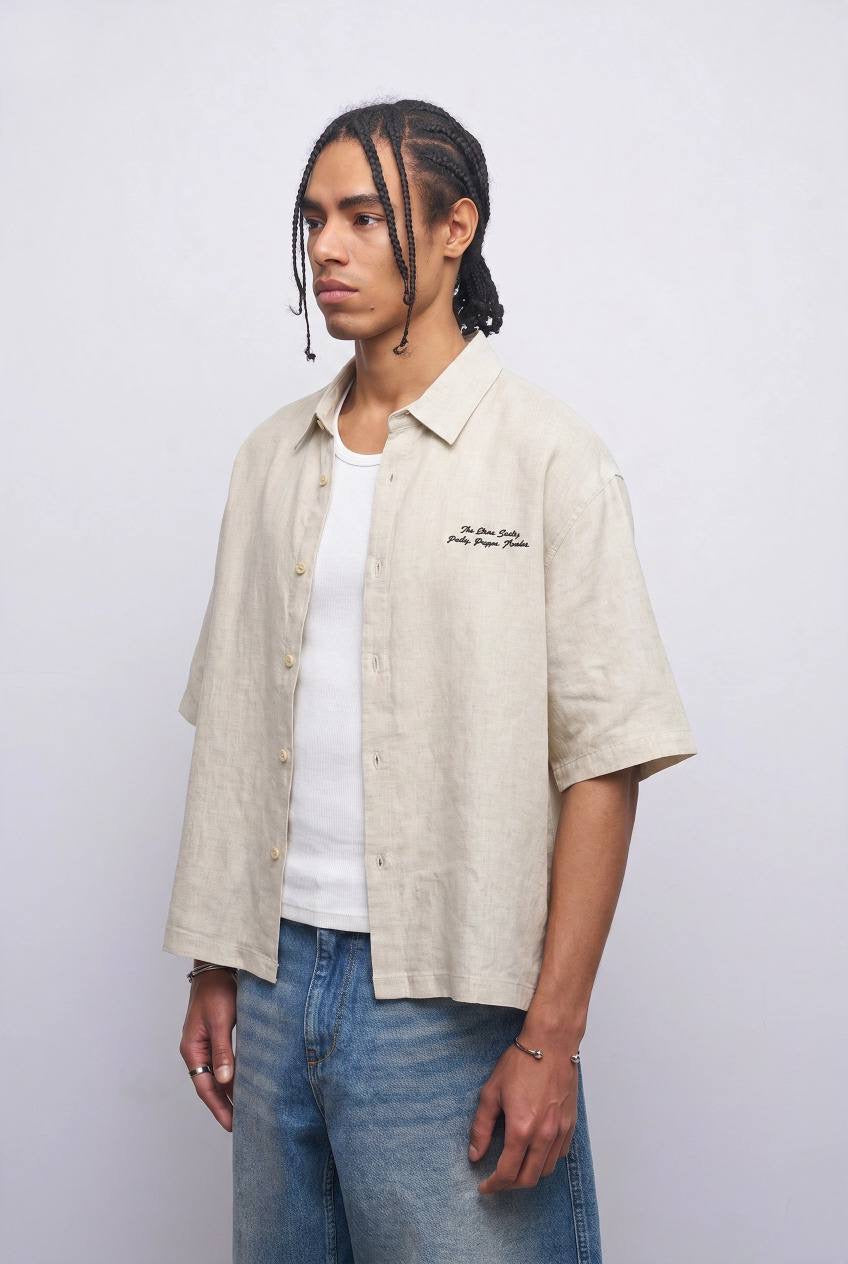 CROP LINEN SHIRT