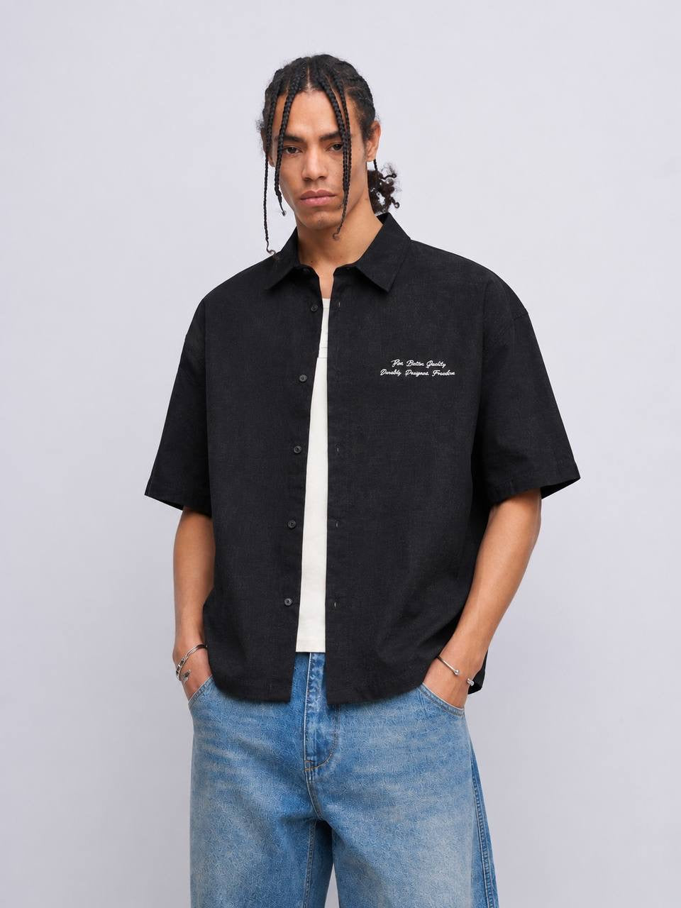 CROP LINEN SHIRT