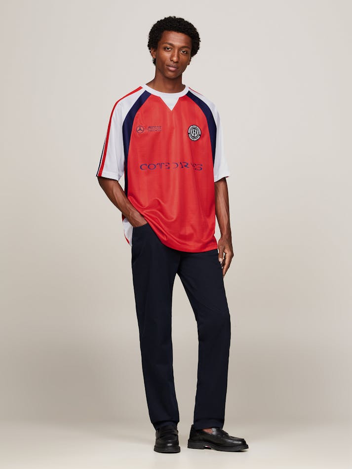 Tommy x Mercedes F1 x CR Back Logo Football T-Shirt