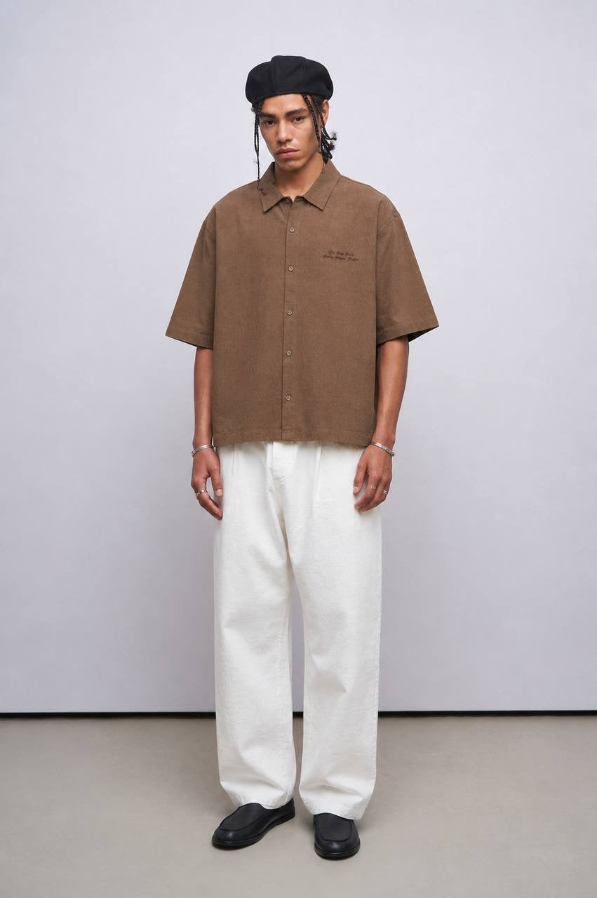 CROP LINEN SHIRT