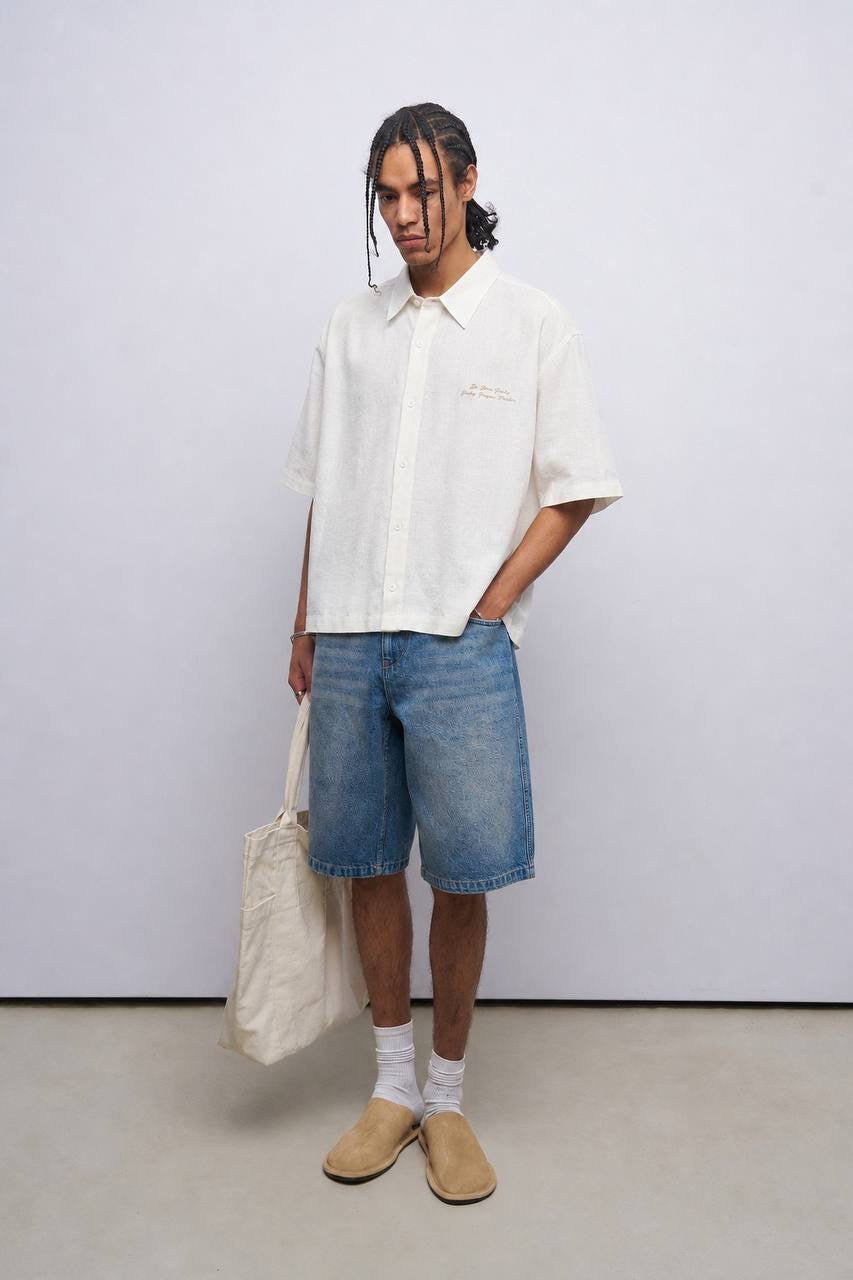 CROP LINEN SHIRT