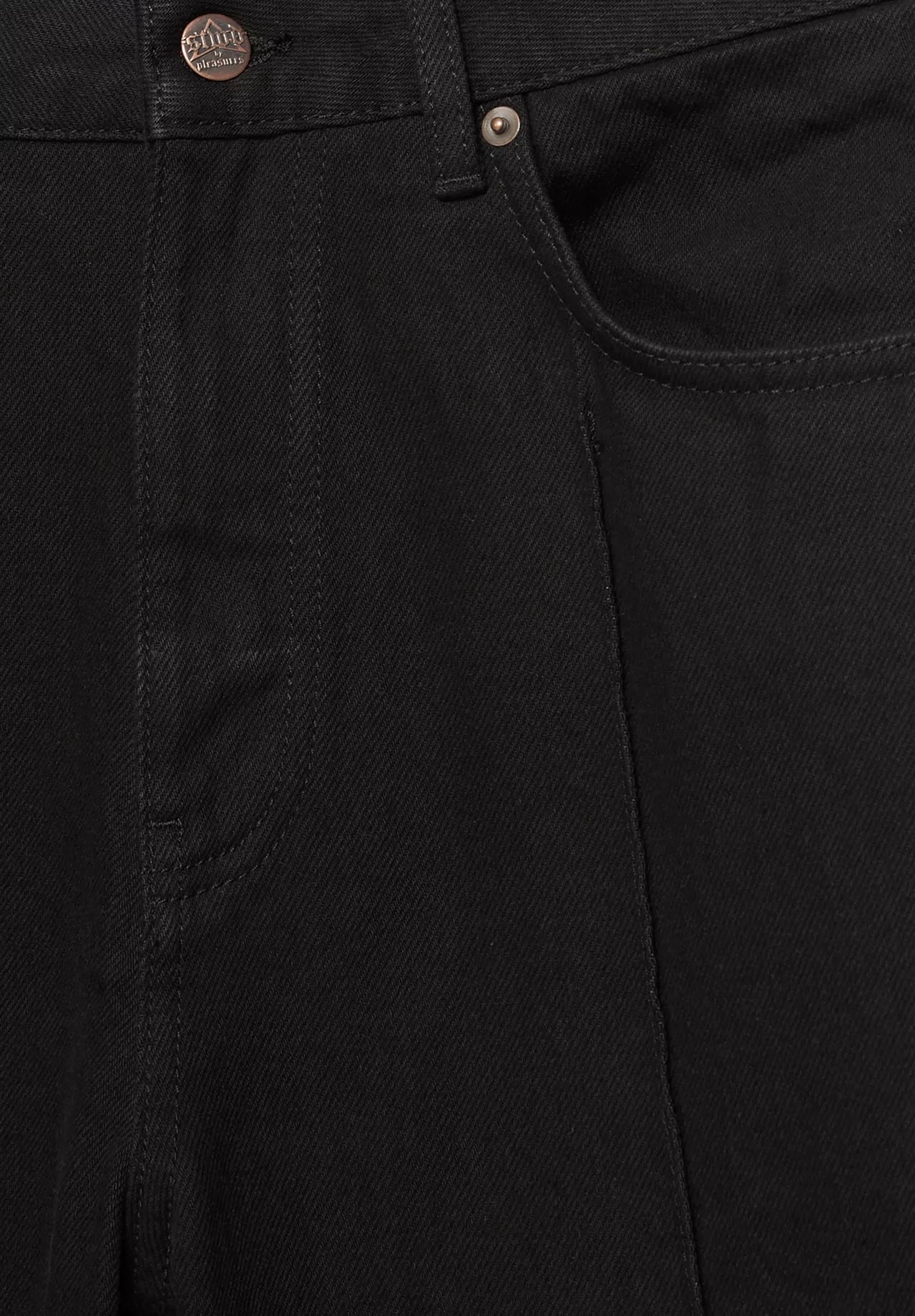 Back leather pocket detailed jean
