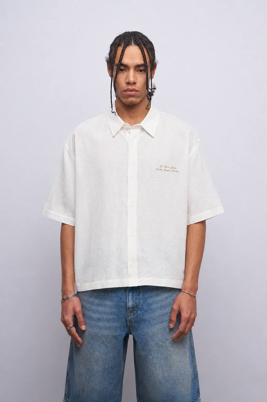 CROP LINEN SHIRT