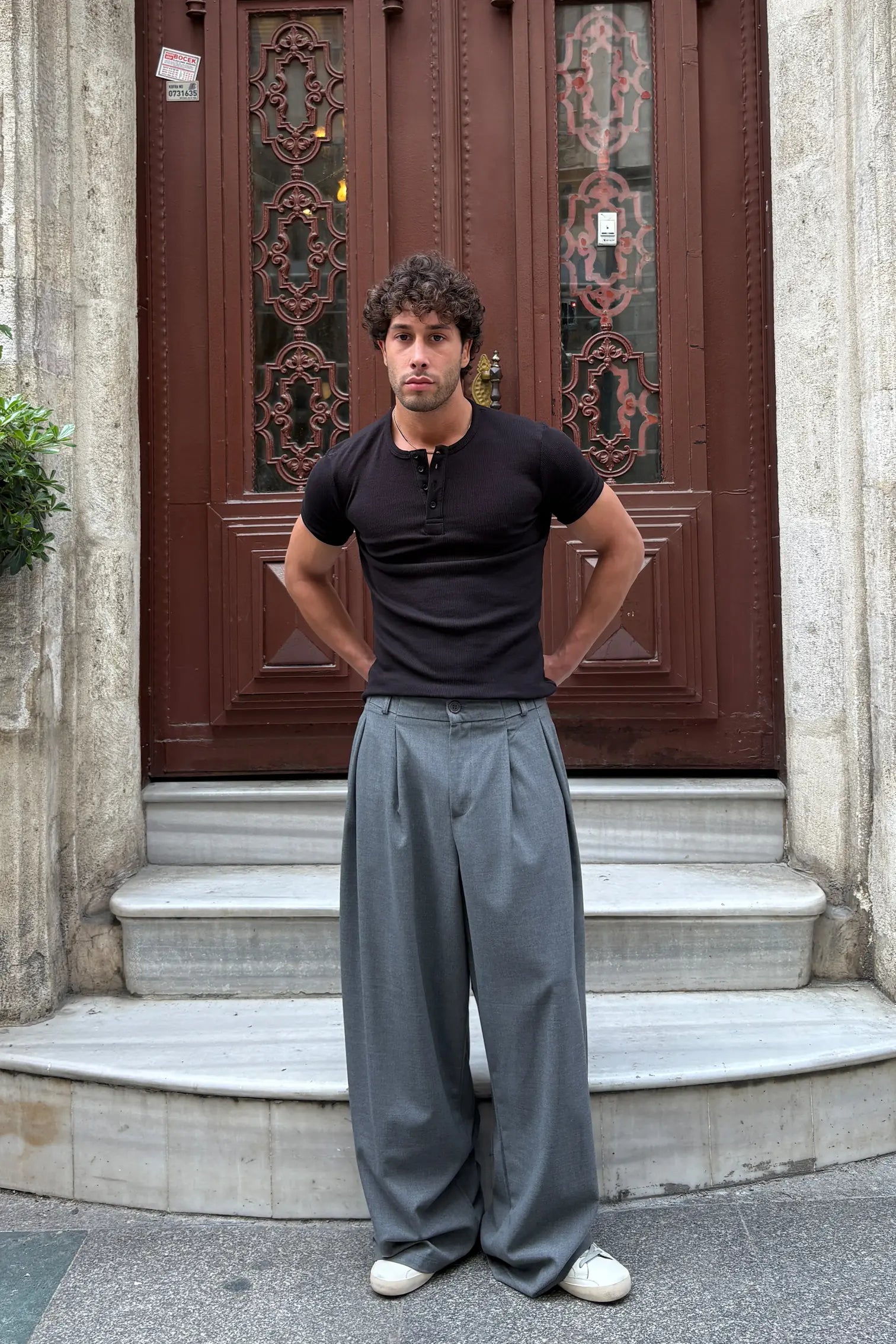 Button-down slim-fit t-shirt