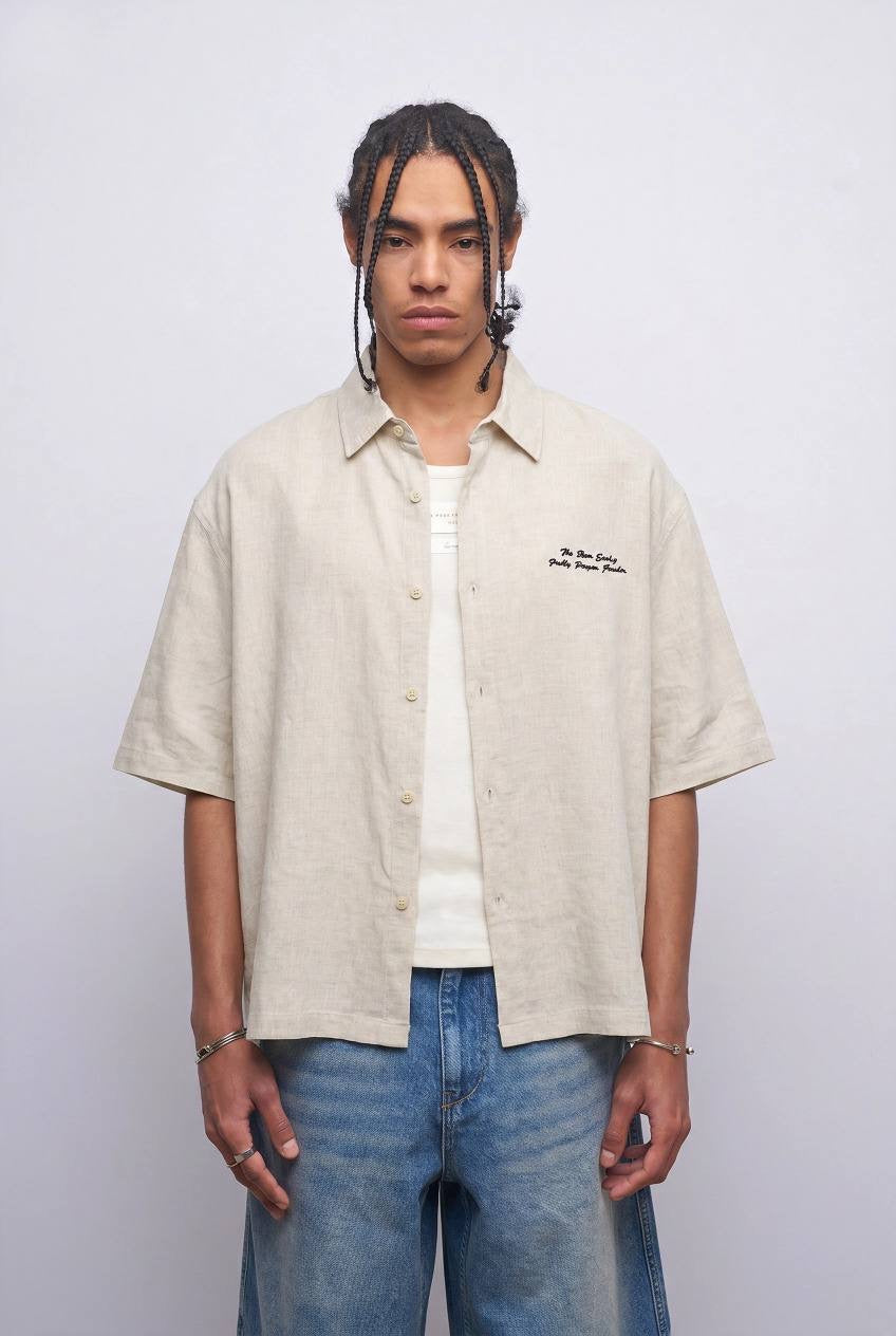 CROP LINEN SHIRT