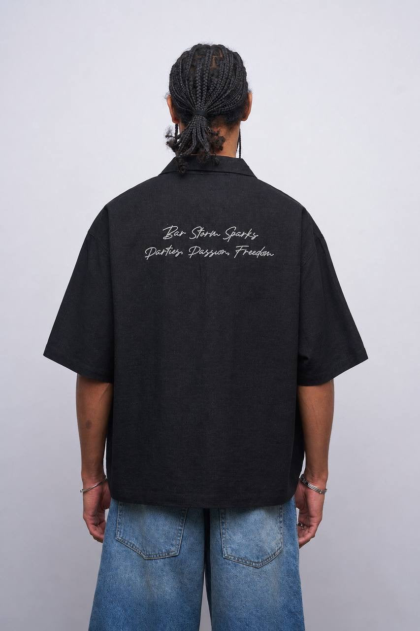 CROP LINEN SHIRT