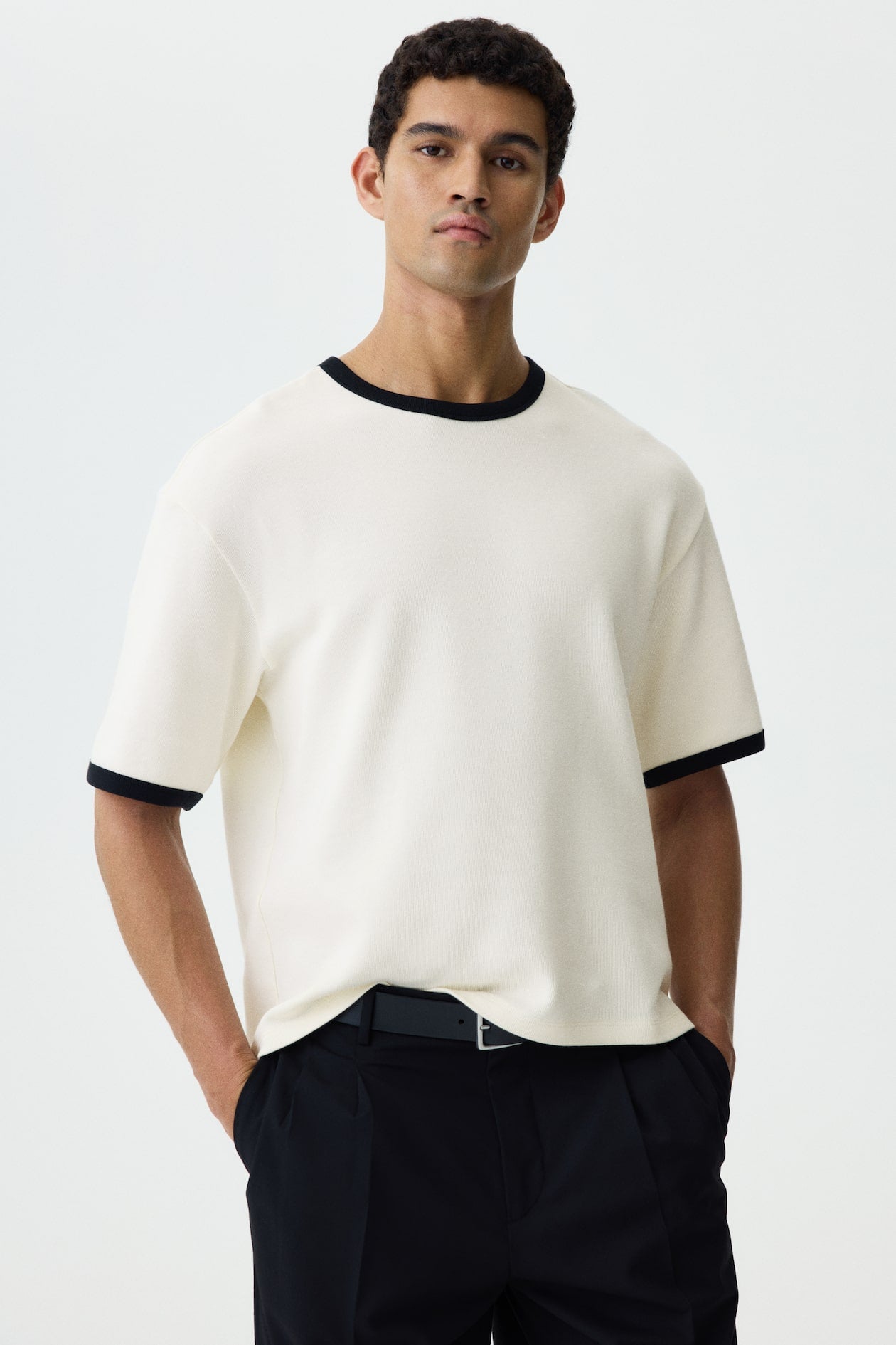 BASİC CONTRAST RIB T-SHİRT