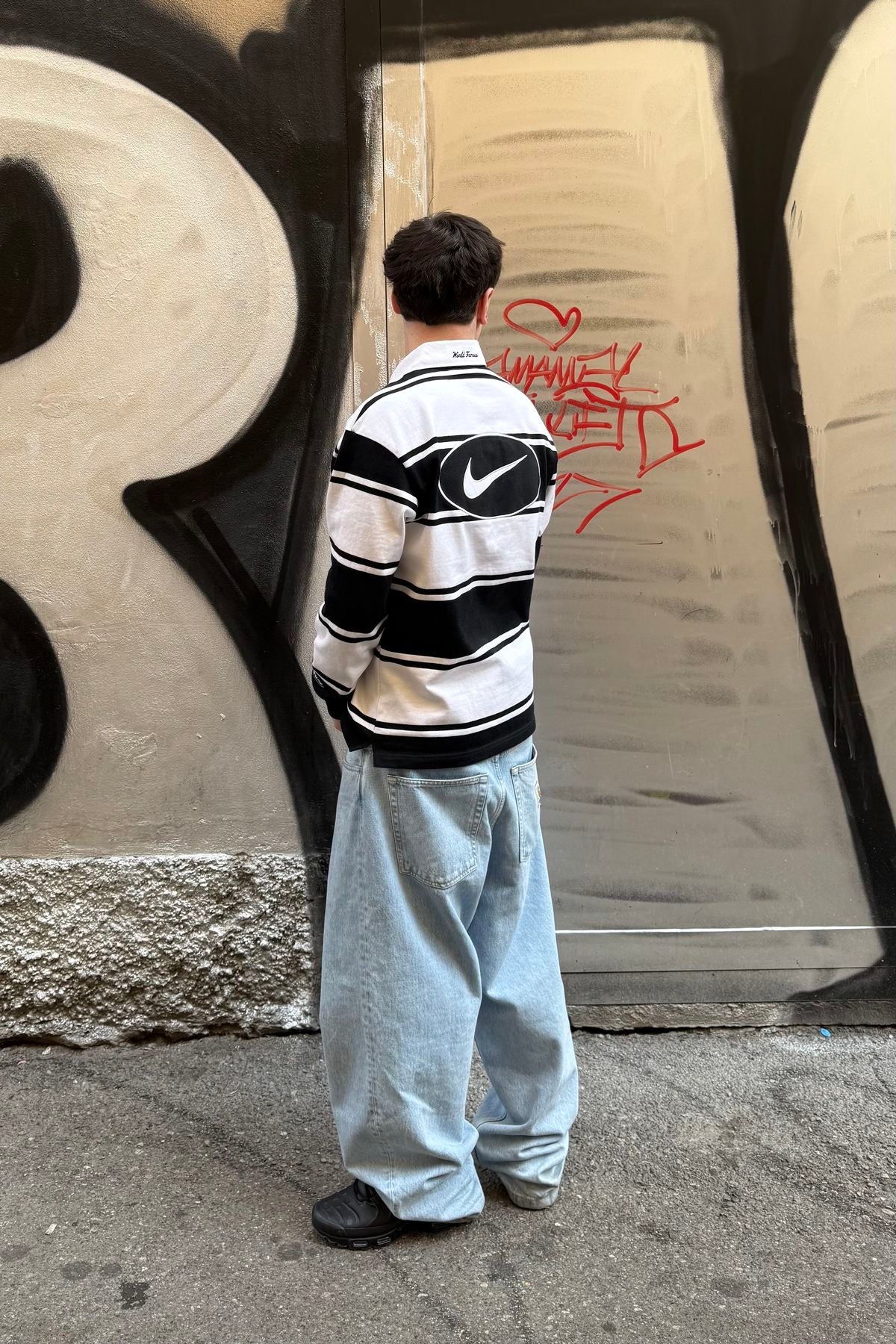 Supreme NIKE STRIPE Rugby Black