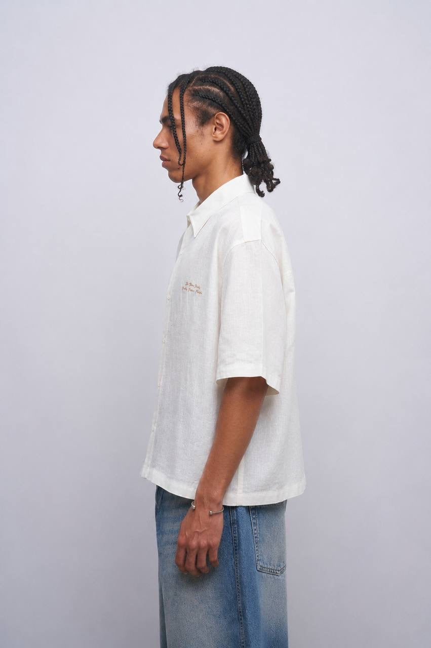 CROP LINEN SHIRT