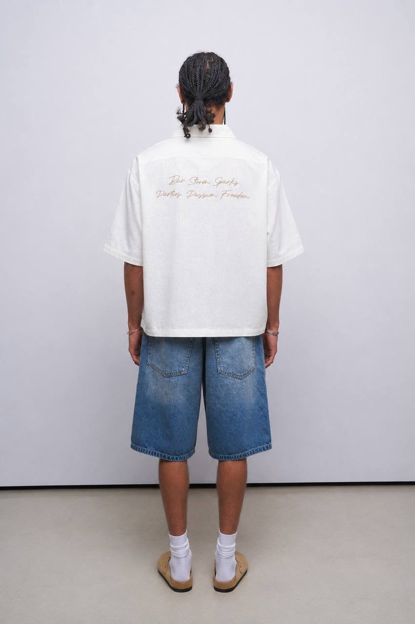 CROP LINEN SHIRT