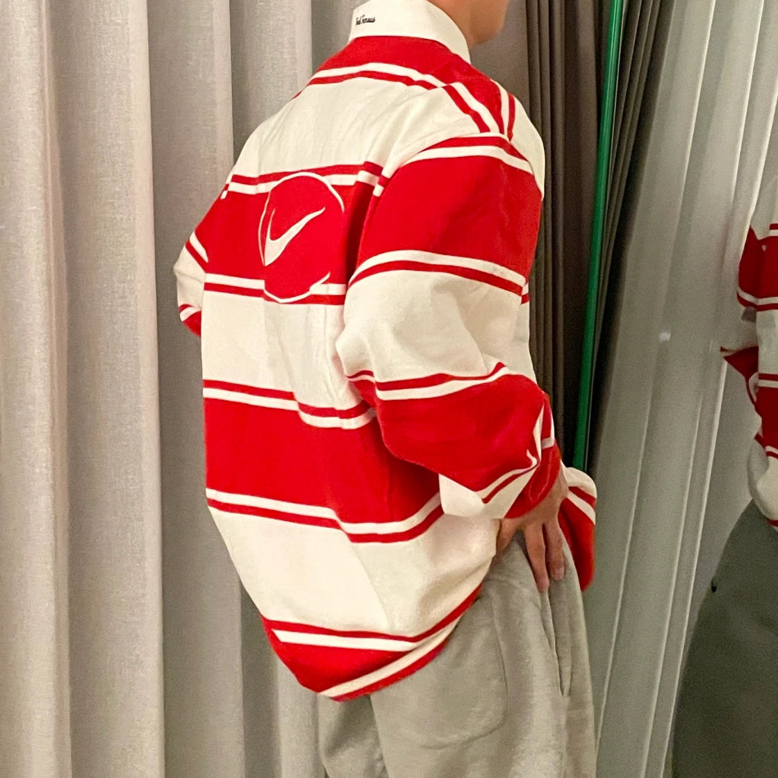 Supreme NIKE STRIPE Rugby Red