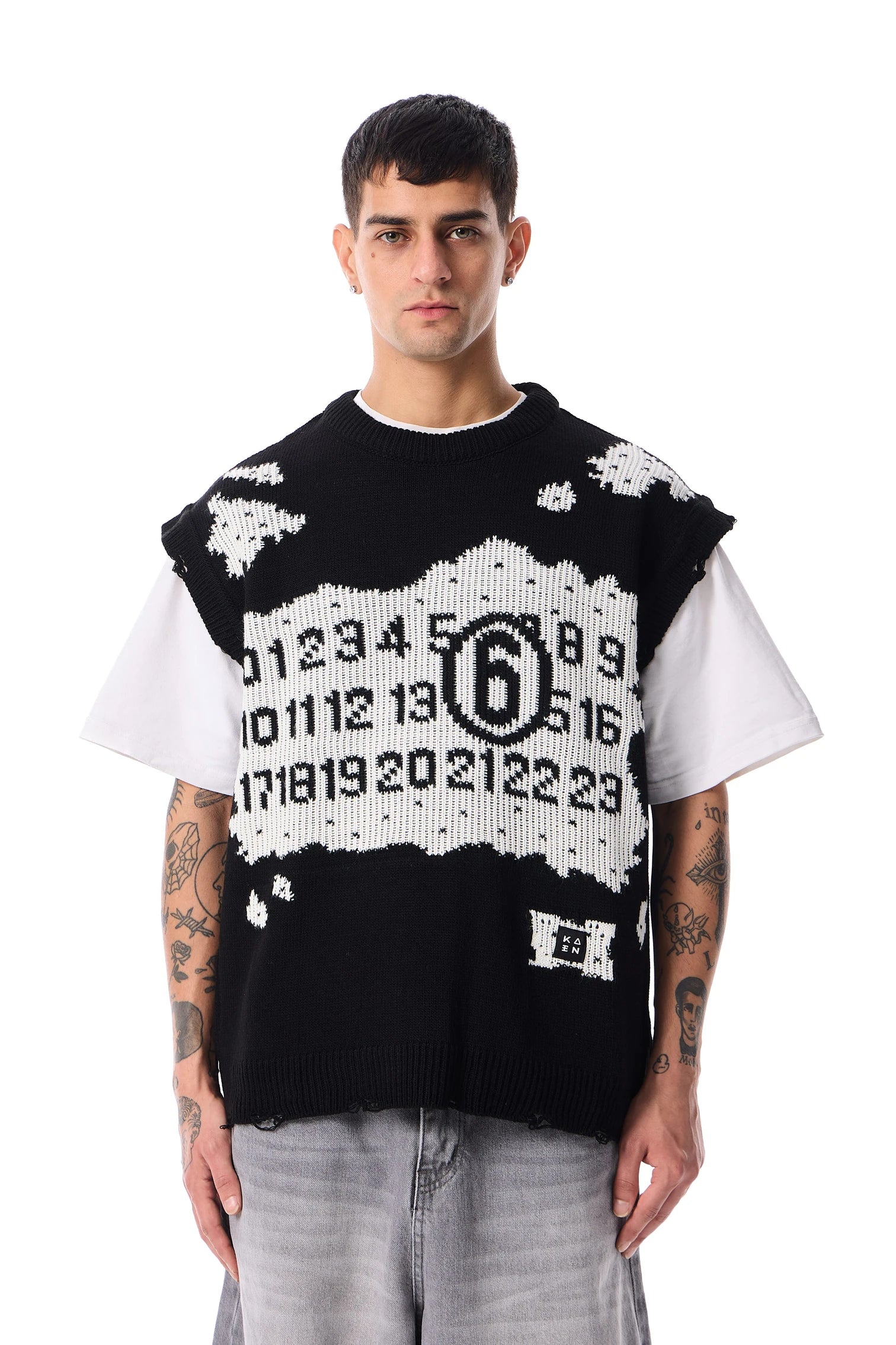 Margiela Patterned Worn-Out Detail Premium Oversize Sweater