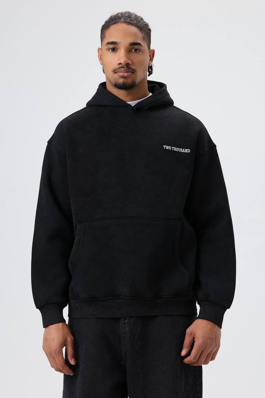 Written on the front and back hoodie