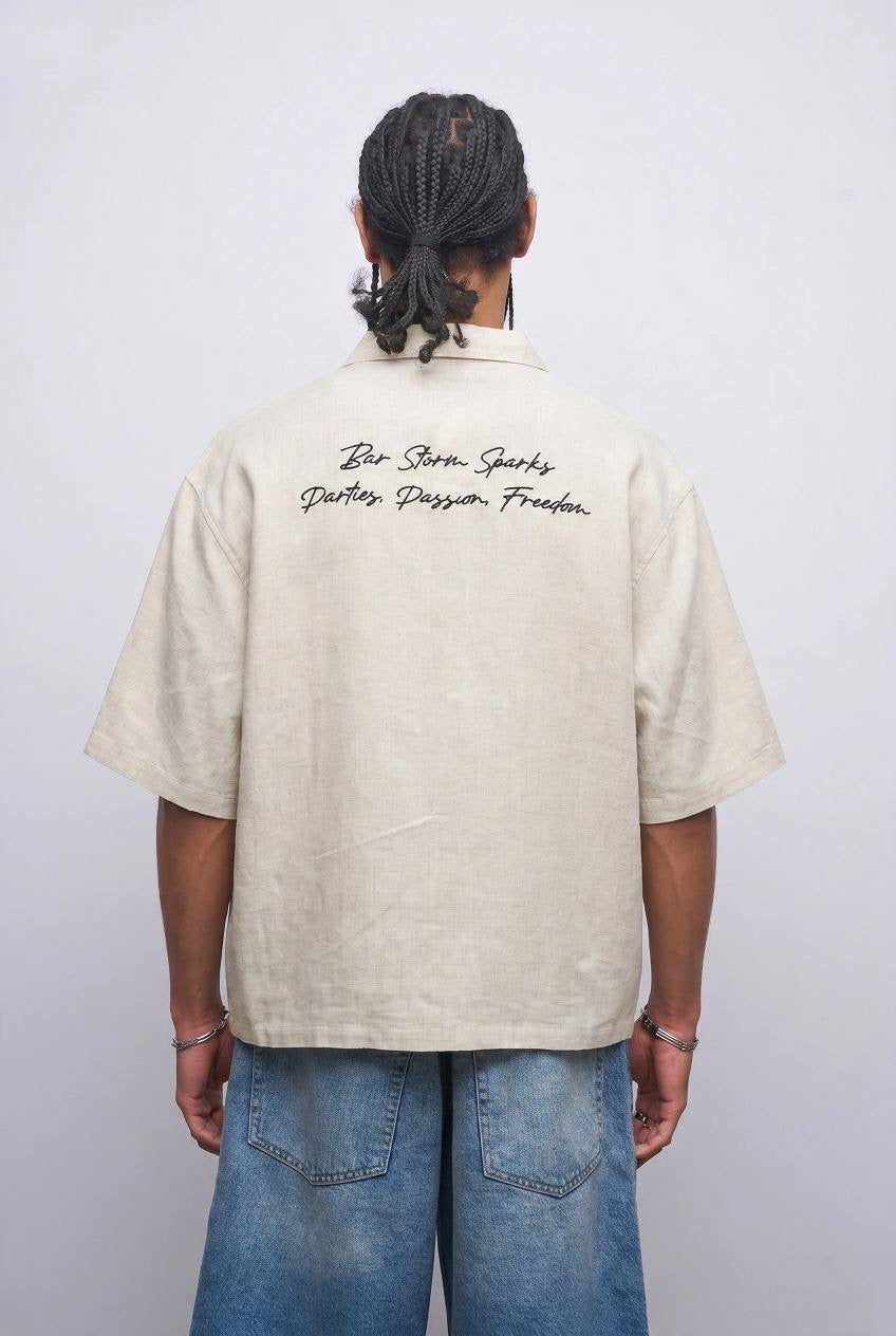 CROP LINEN SHIRT