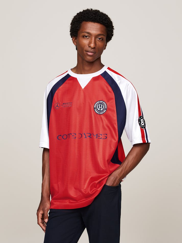 Tommy x Mercedes F1 x CR Back Logo Football T-Shirt