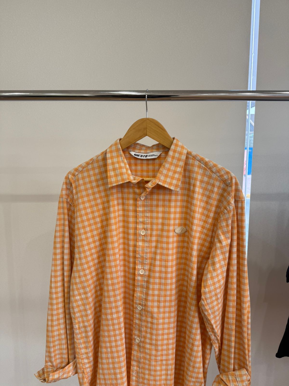 ORANGE & WHITE GINGHAM SHIRT