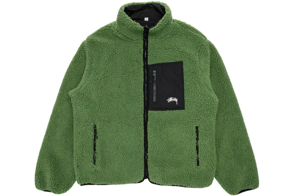 STUSSY 8 BALL SHERPA REVERSIBLE JACKET – GREEN