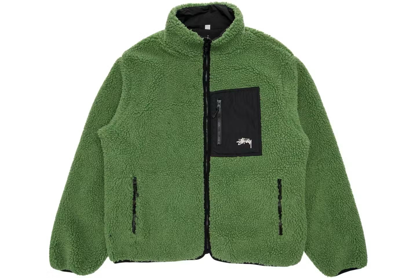 STUSSY 8 BALL SHERPA REVERSIBLE JACKET – GREEN