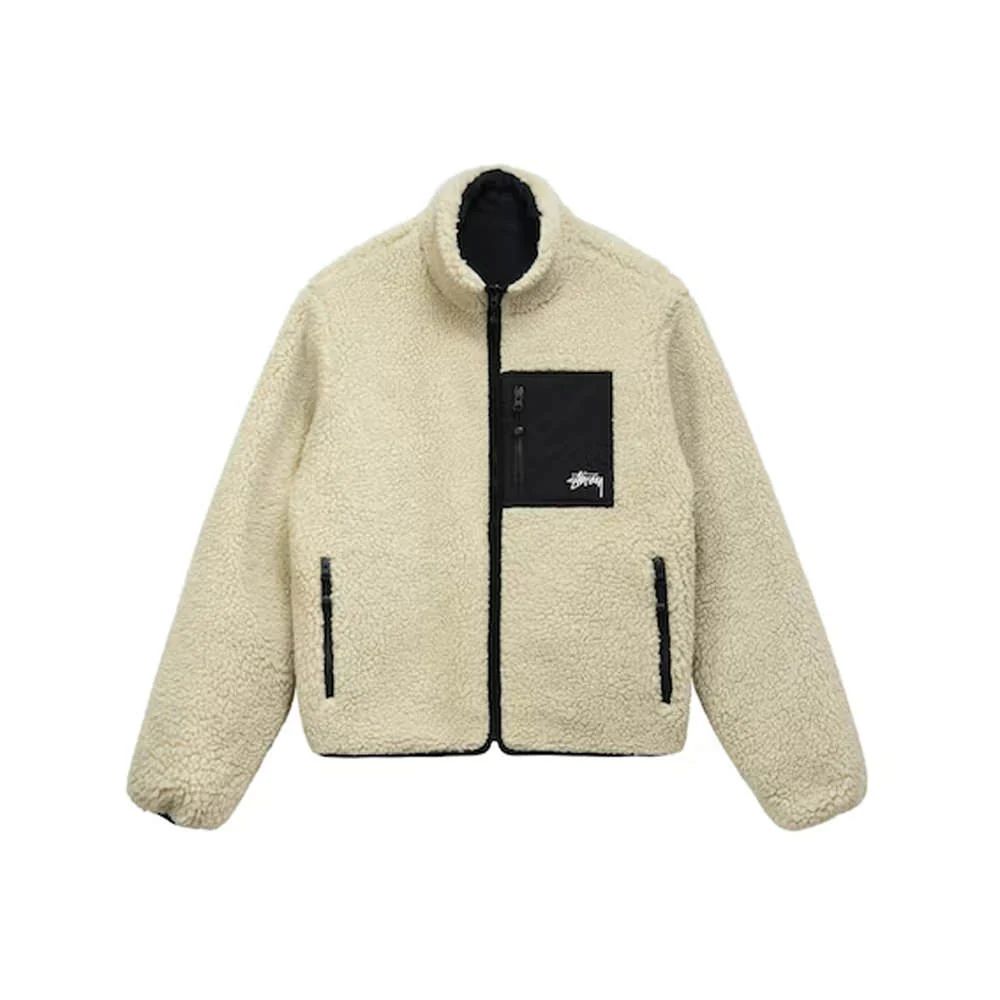 STUSSY 8 BALL SHERPA REVERSIBLE JACKET – WHITE