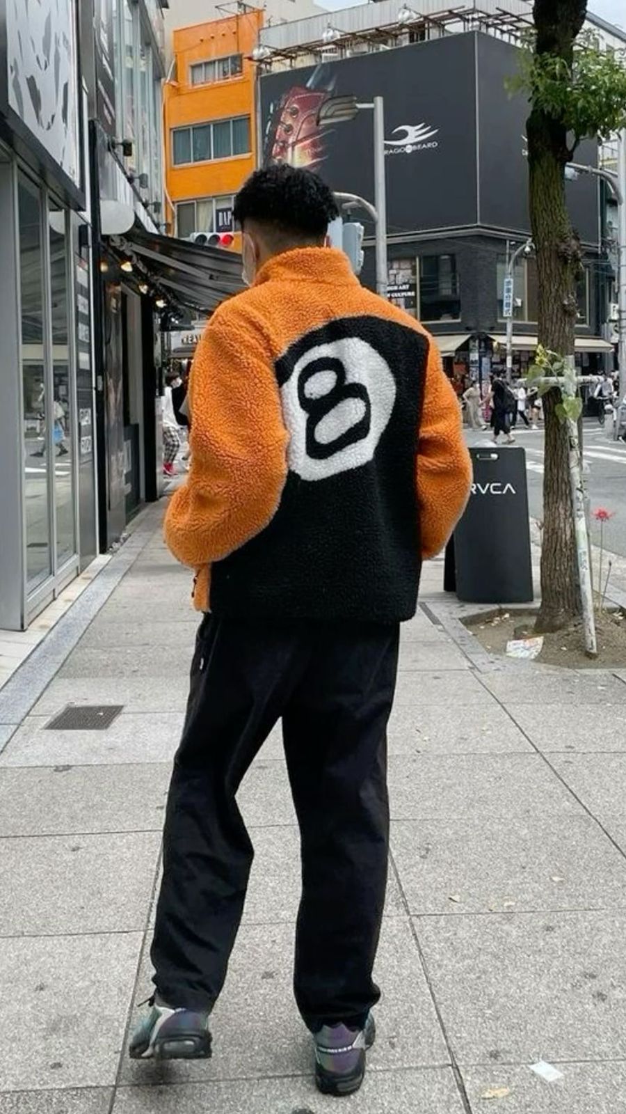STUSSY 8 BALL SHERPA REVERSIBLE JACKET – ORANGE
