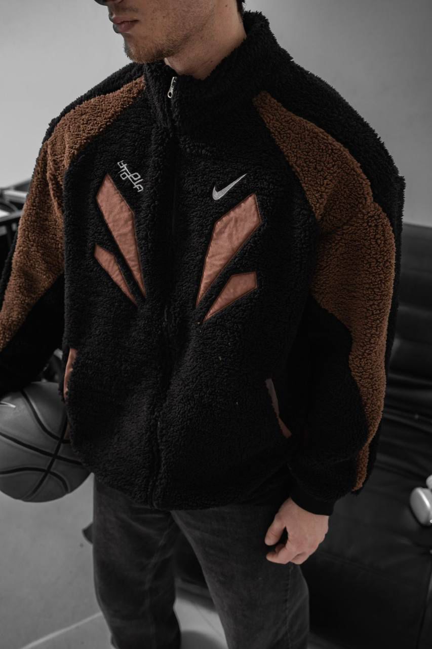 BLACK & BROWN SHERPA FLEECE JACKET