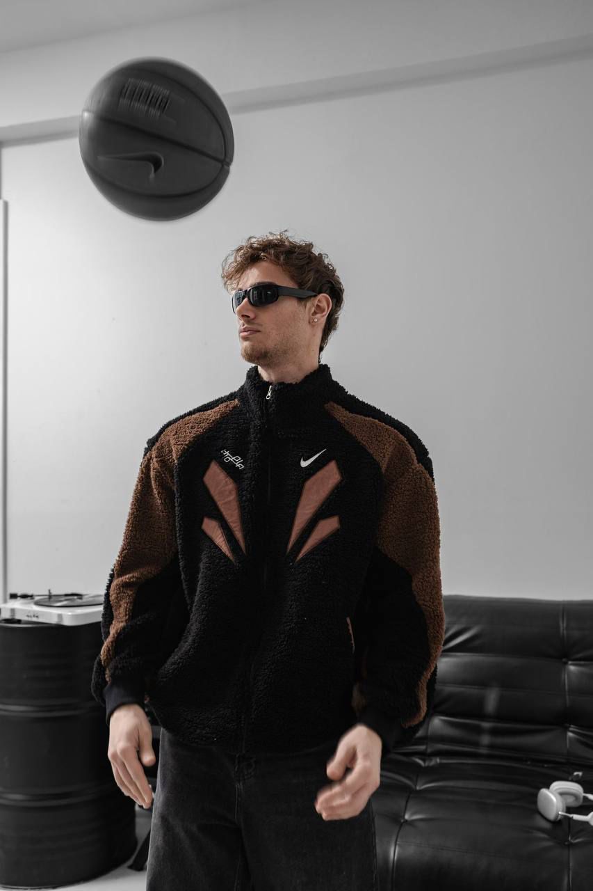 BLACK & BROWN SHERPA FLEECE JACKET