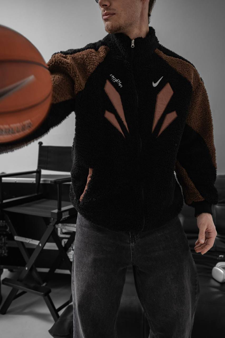 BLACK & BROWN SHERPA FLEECE JACKET