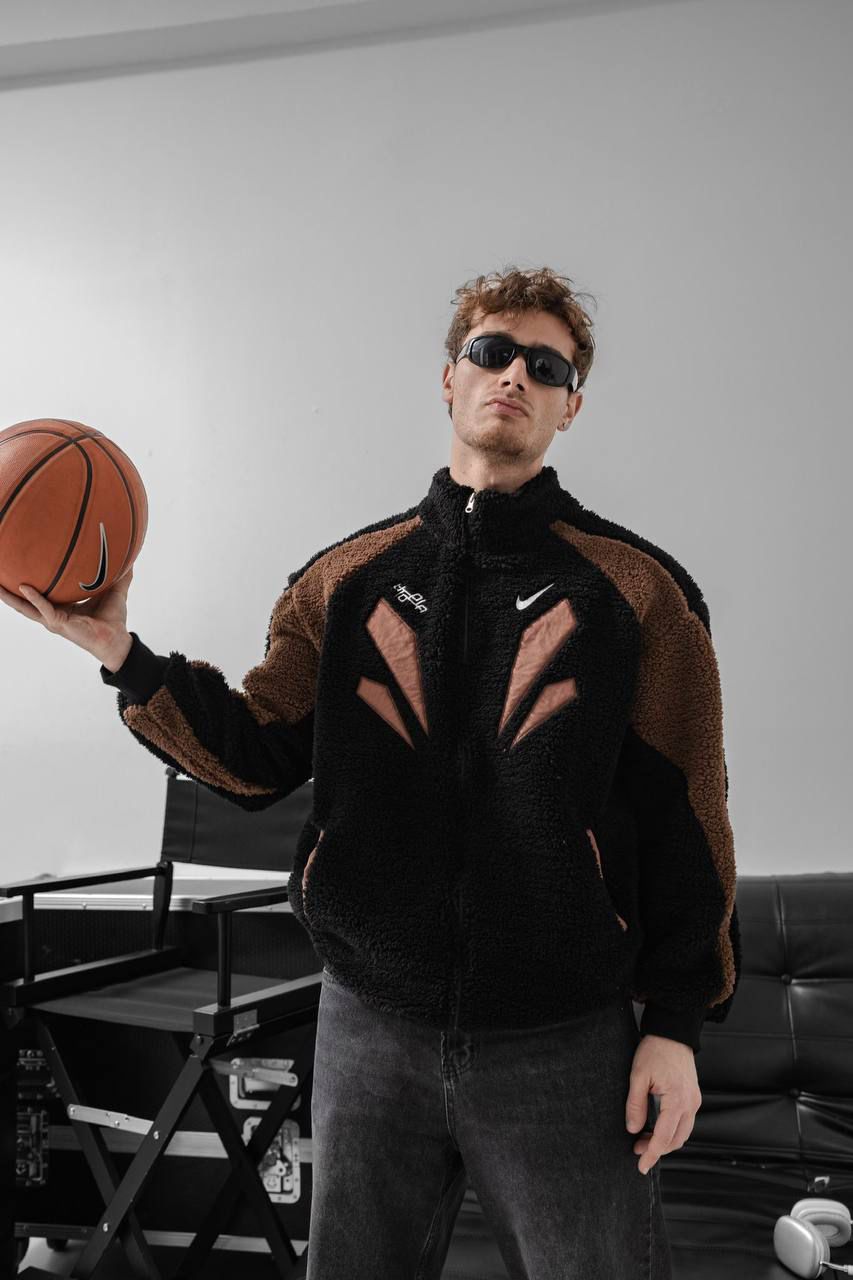 BLACK & BROWN SHERPA FLEECE JACKET