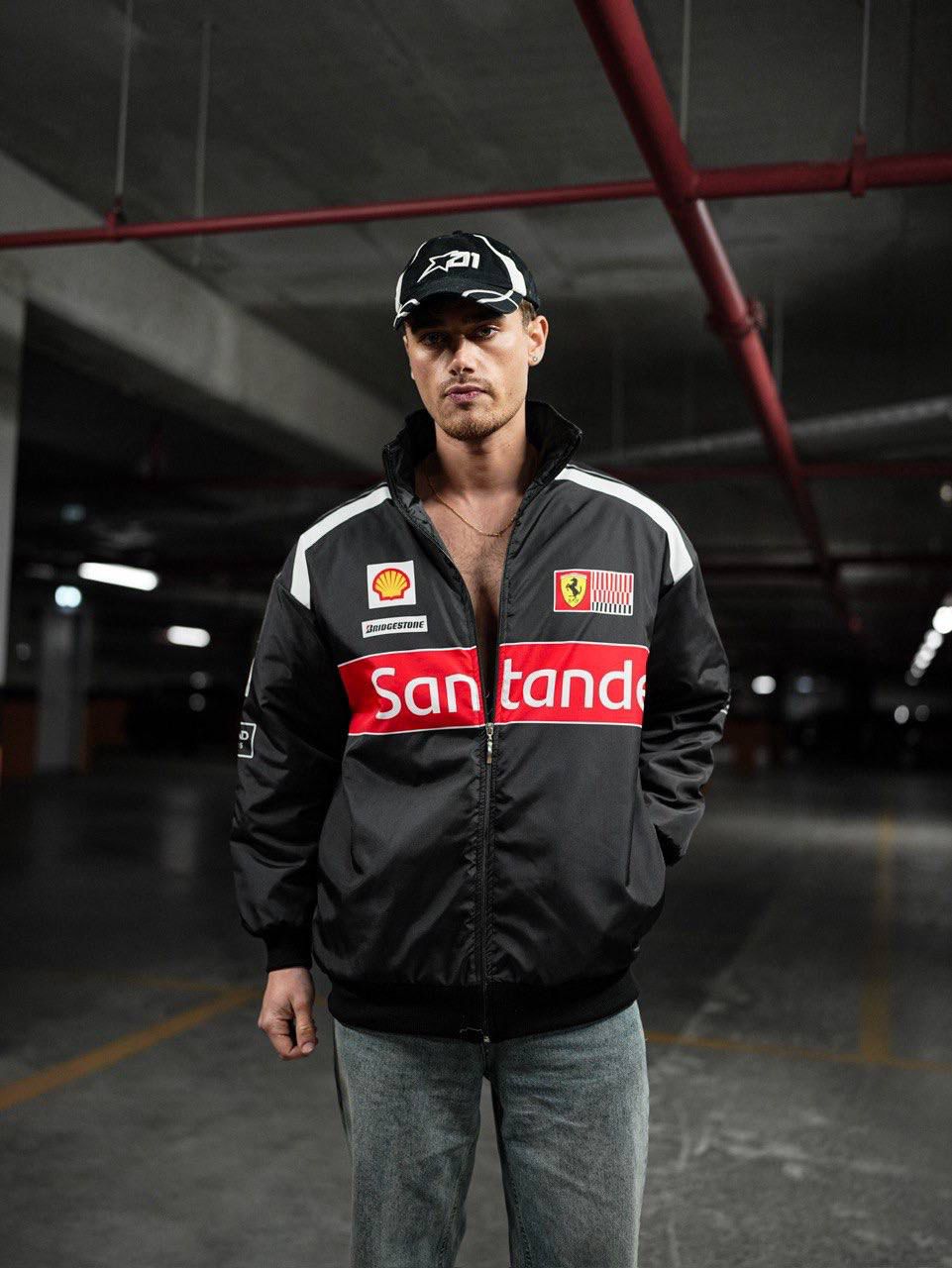 BLACK RACING BOMBER JACKET