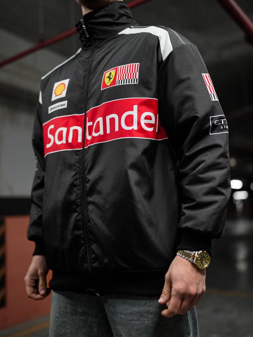 BLACK RACING BOMBER JACKET