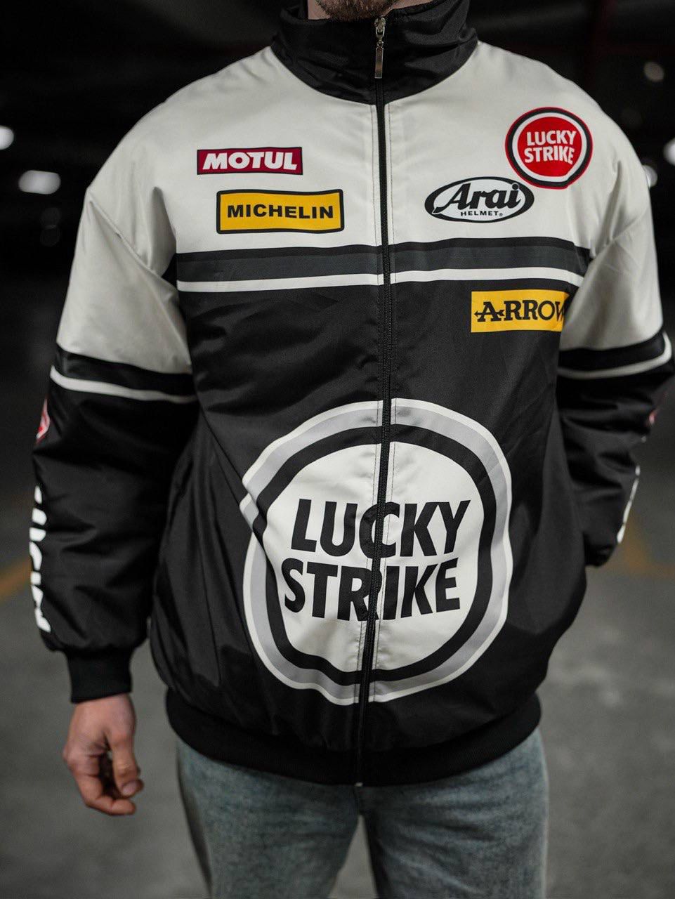 BLACK & WHITE RACING BOMBER JACKET