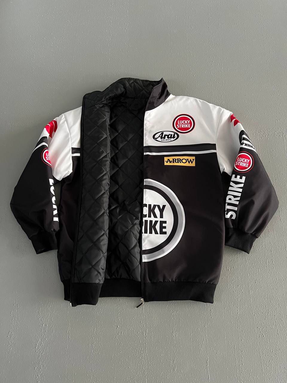 BLACK & WHITE RACING BOMBER JACKET