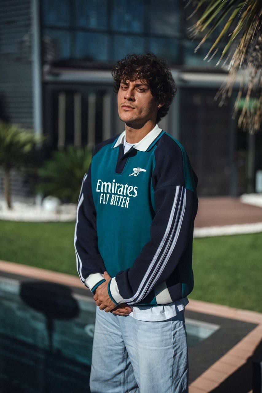 TEAL POLO COLLAR SWEATSHIRT