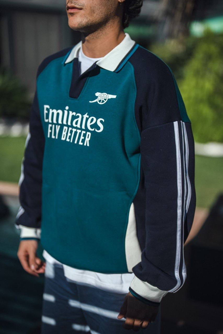 TEAL POLO COLLAR SWEATSHIRT