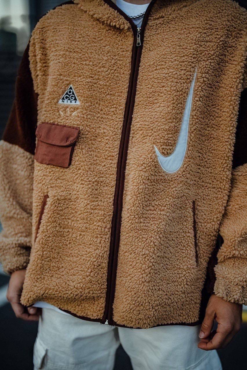BEIGE & BROWN TEDDY FLEECE JACKET