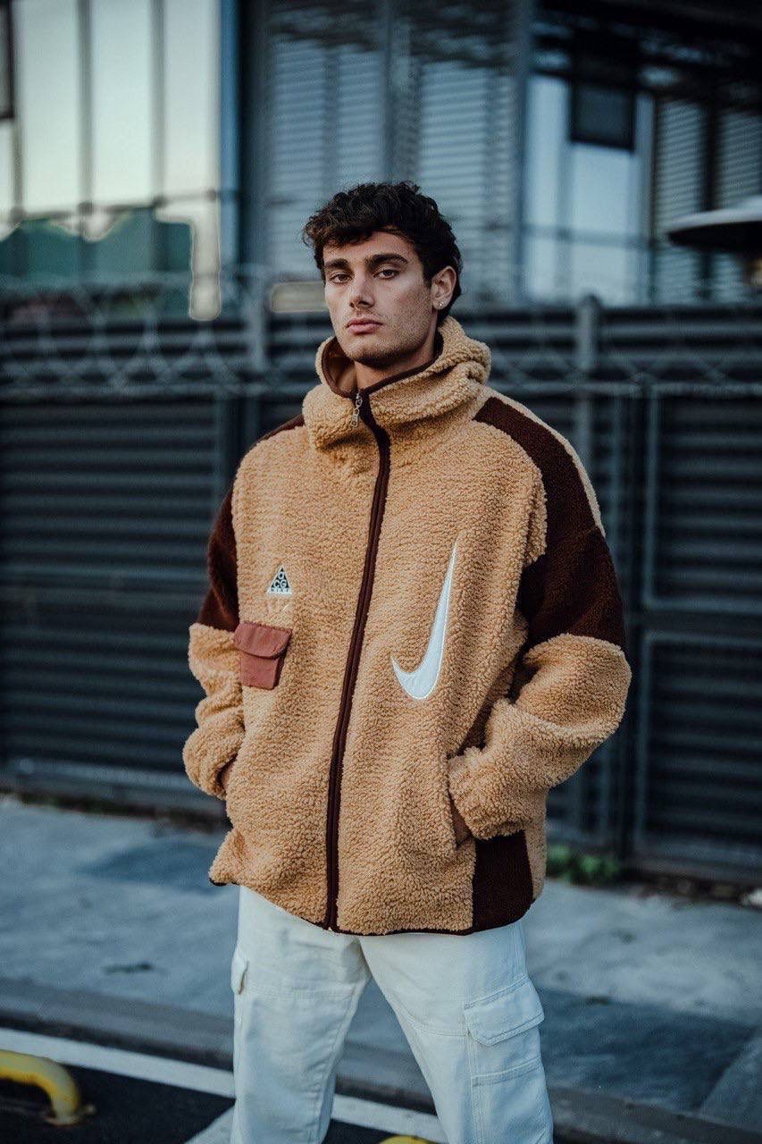 BEIGE & BROWN TEDDY FLEECE JACKET