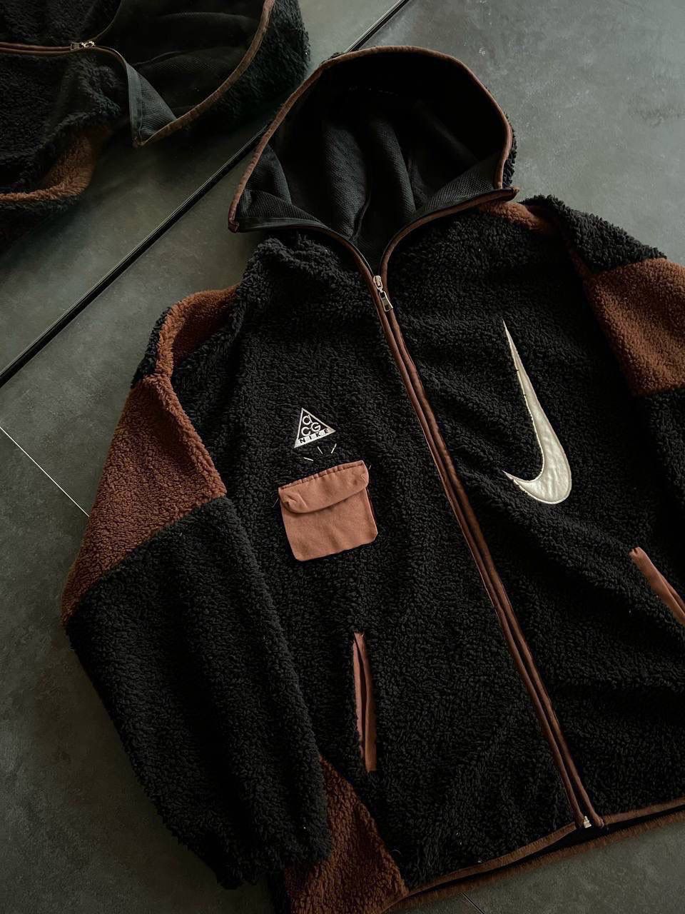 BLACK & BROWN TEDDY FLEECE JACKET