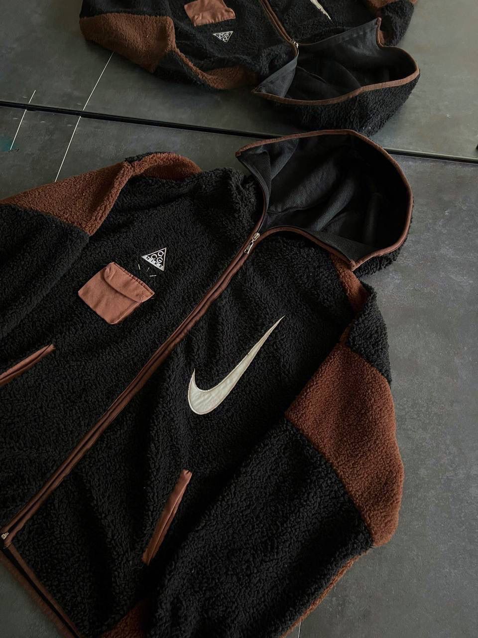 BLACK & BROWN TEDDY FLEECE JACKET