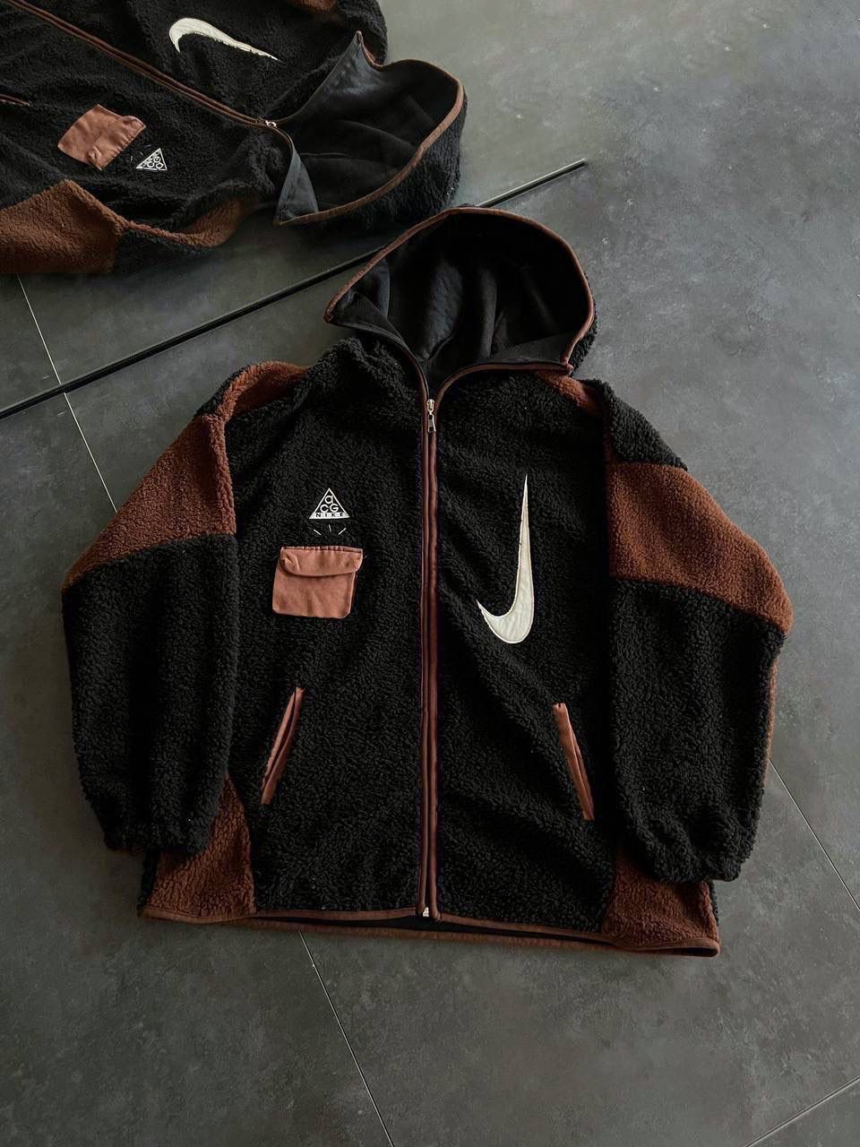 BLACK & BROWN TEDDY FLEECE JACKET