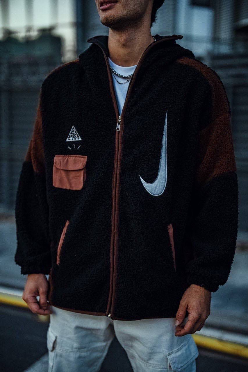 BLACK & BROWN TEDDY FLEECE JACKET