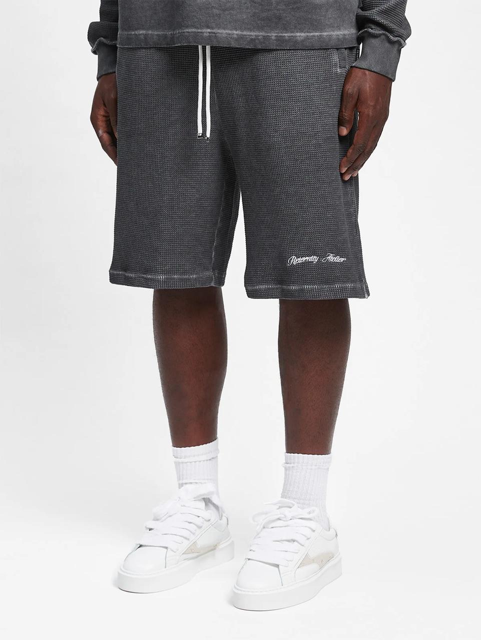 CHARCOAL WAFFLE KNIT SHORTS