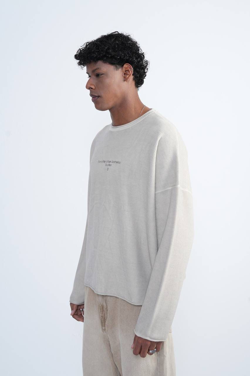 CREAM RIBBED SWEATSHIRT