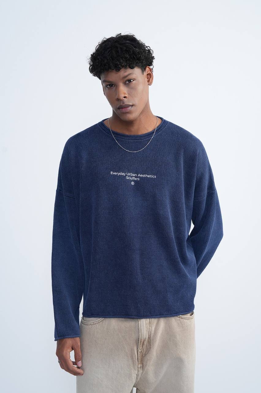 DARK NAVY BLUE RIBBED SHIRT