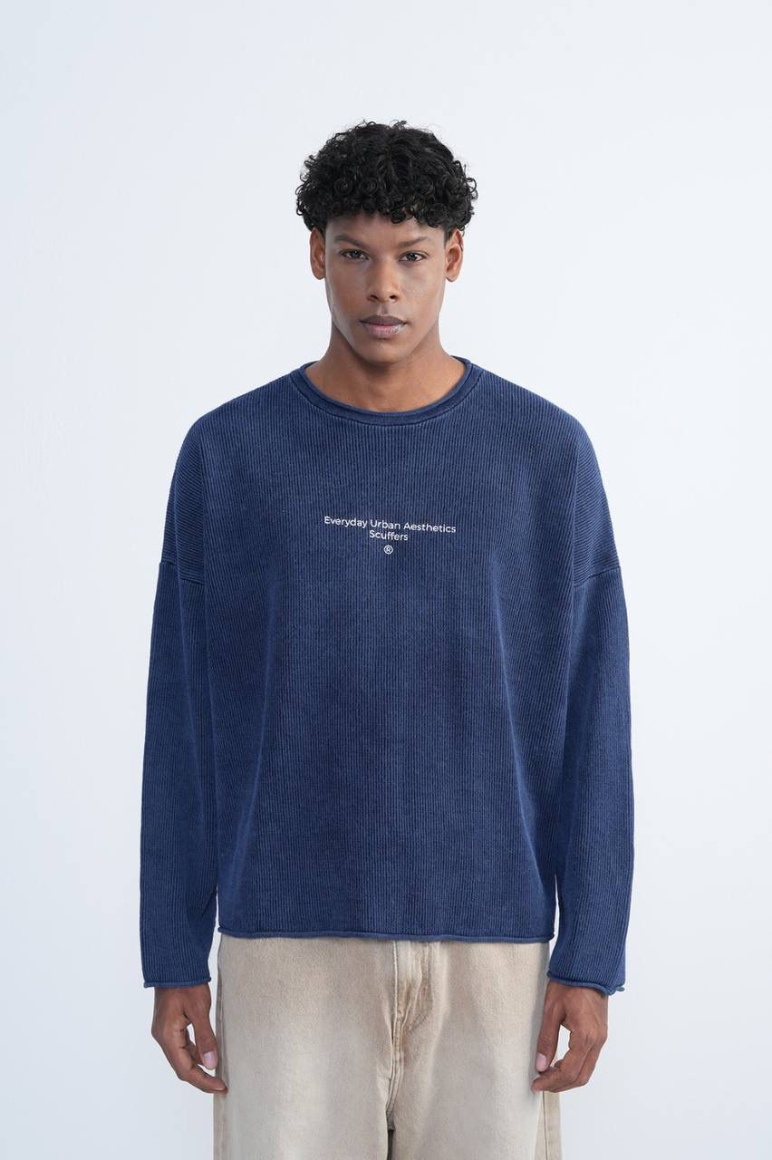 DARK NAVY BLUE RIBBED SHIRT