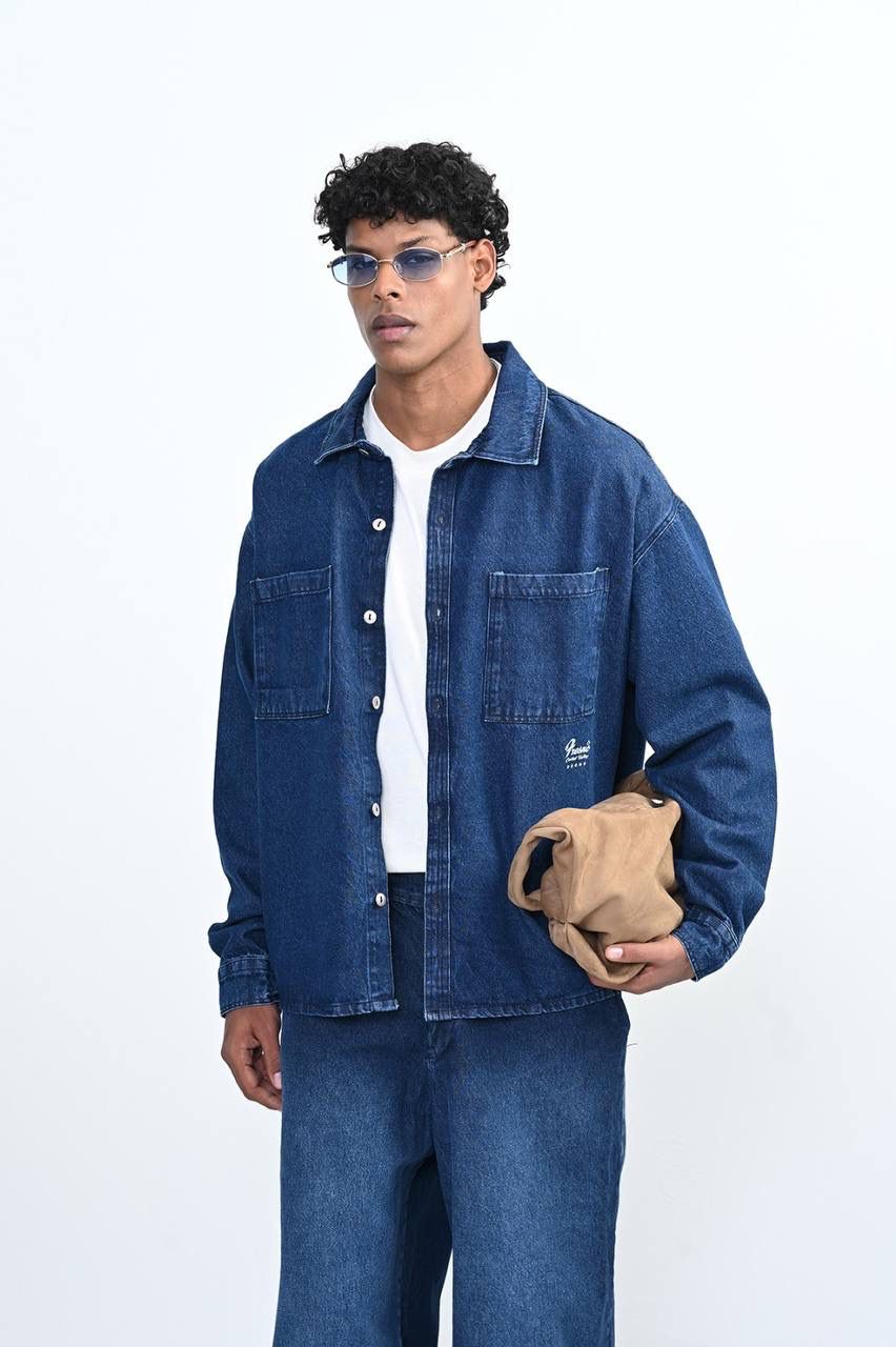 BLUE DENIM LONG-SLEEVE OVERSHIRT