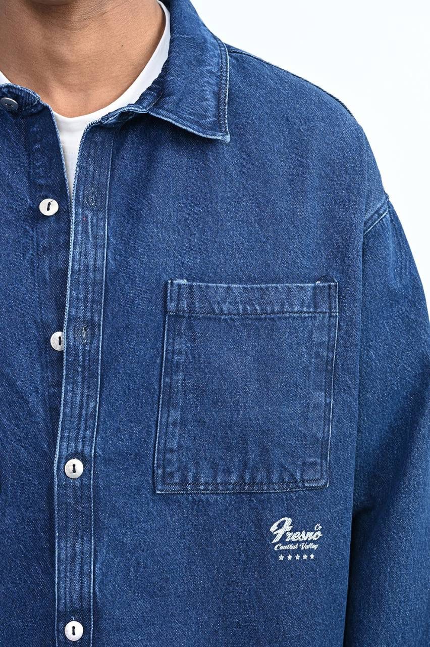 BLUE DENIM LONG-SLEEVE OVERSHIRT